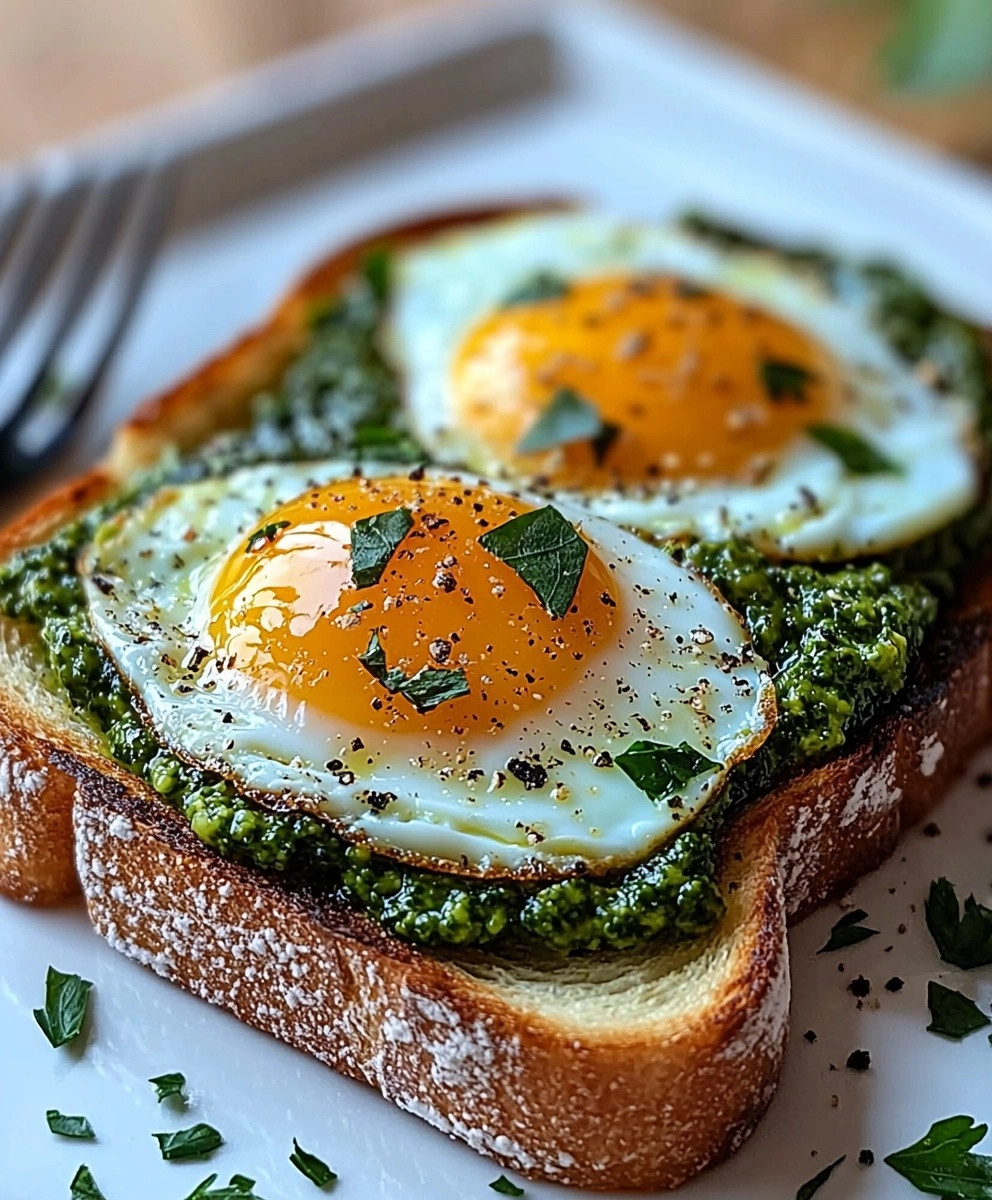 Pesto Eggs on Toast
