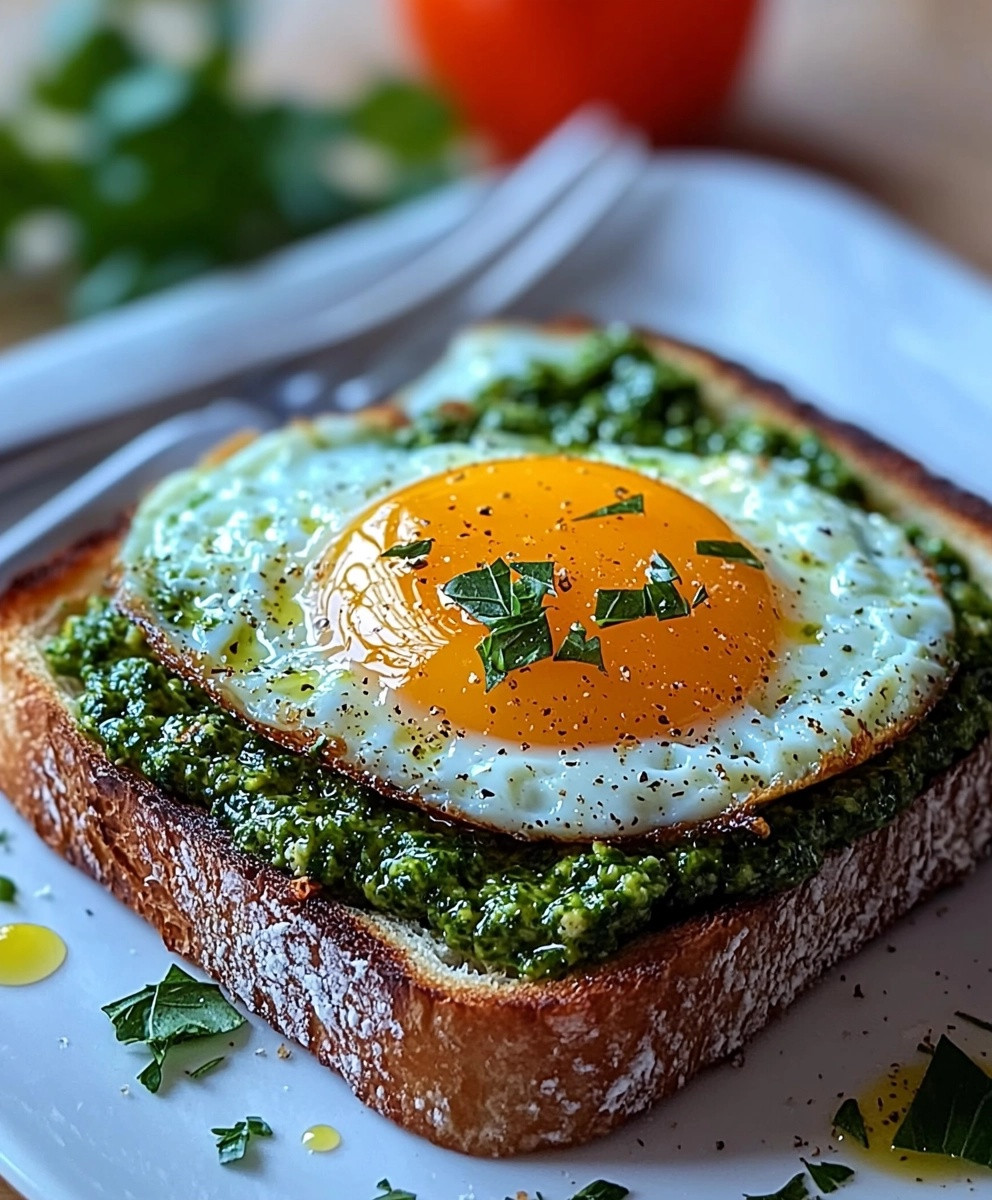 Pesto Eggs on Toast