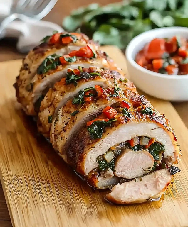 Stuffed pork fillet dish