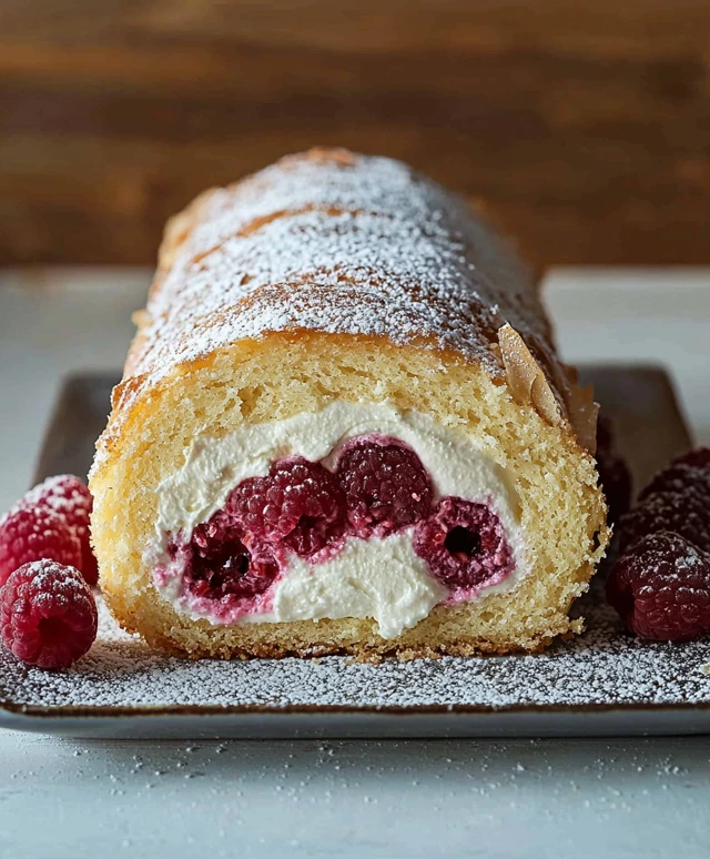 Raspberry cream roulade