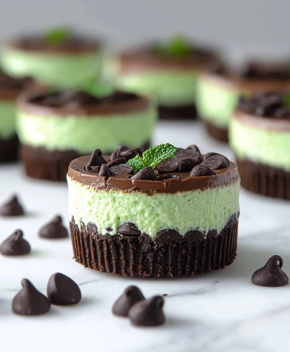 Mint Chocolate Chip Cheesecakes