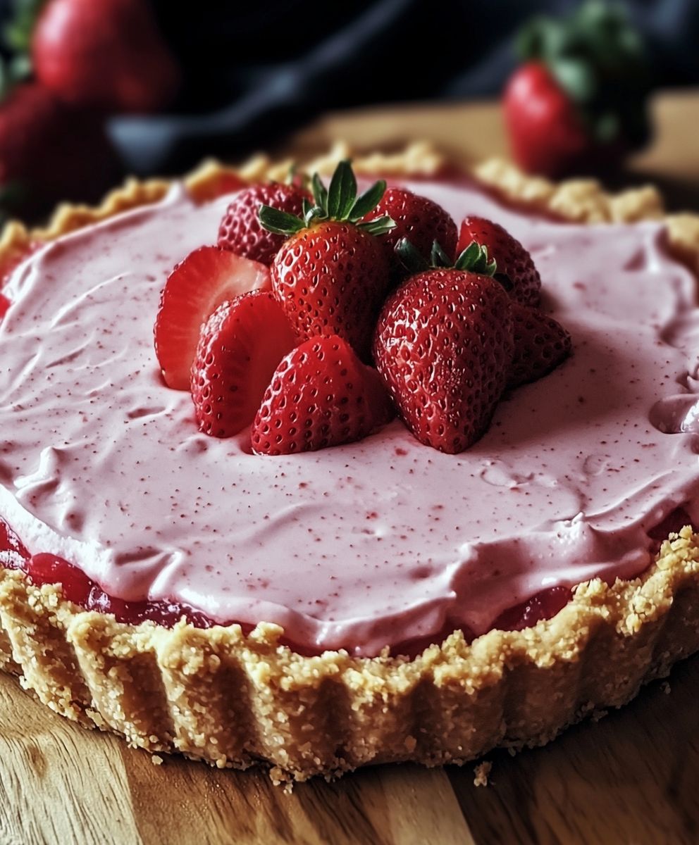 Strawberry icebox pie