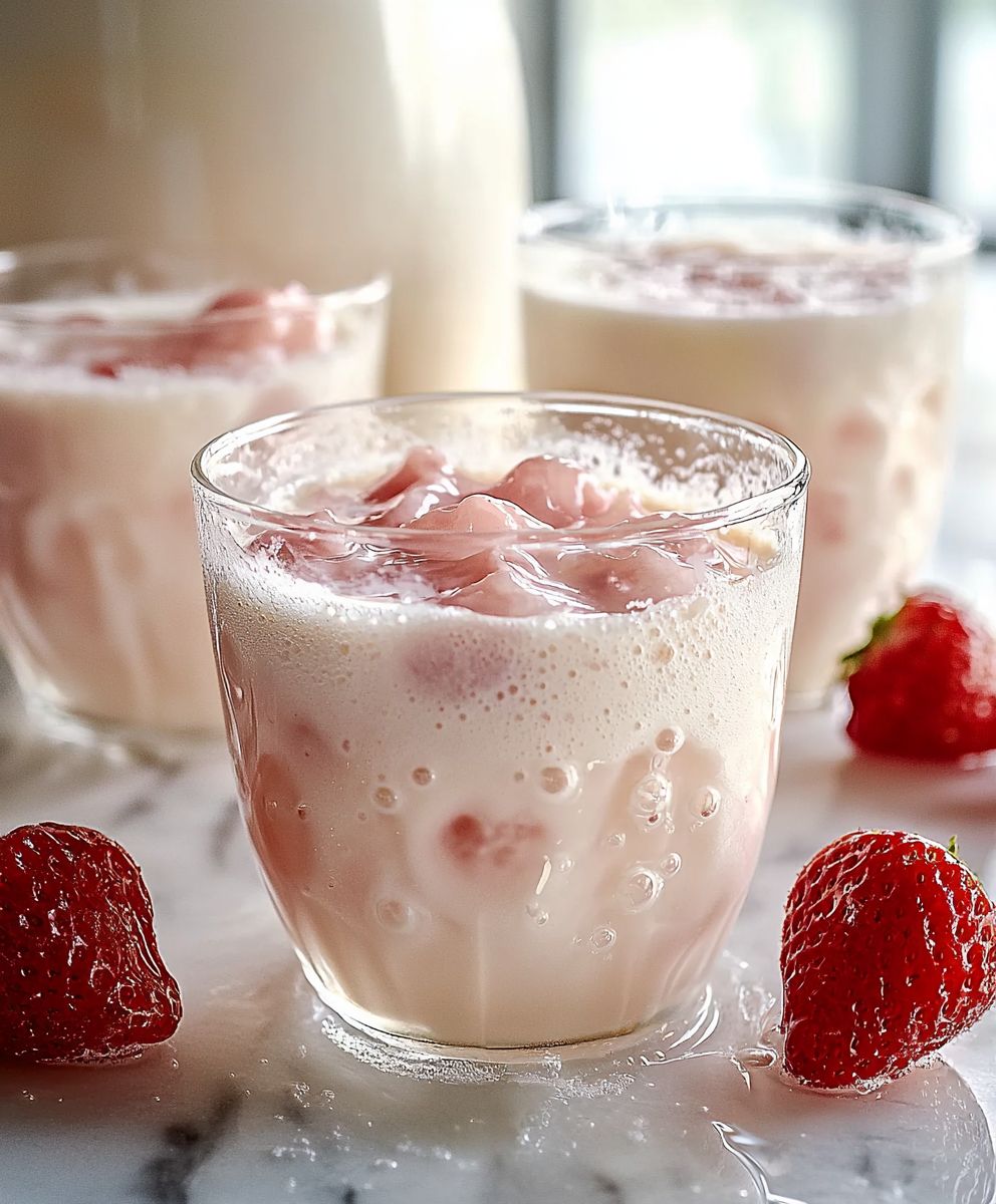 Agua de Fresa Con Leche