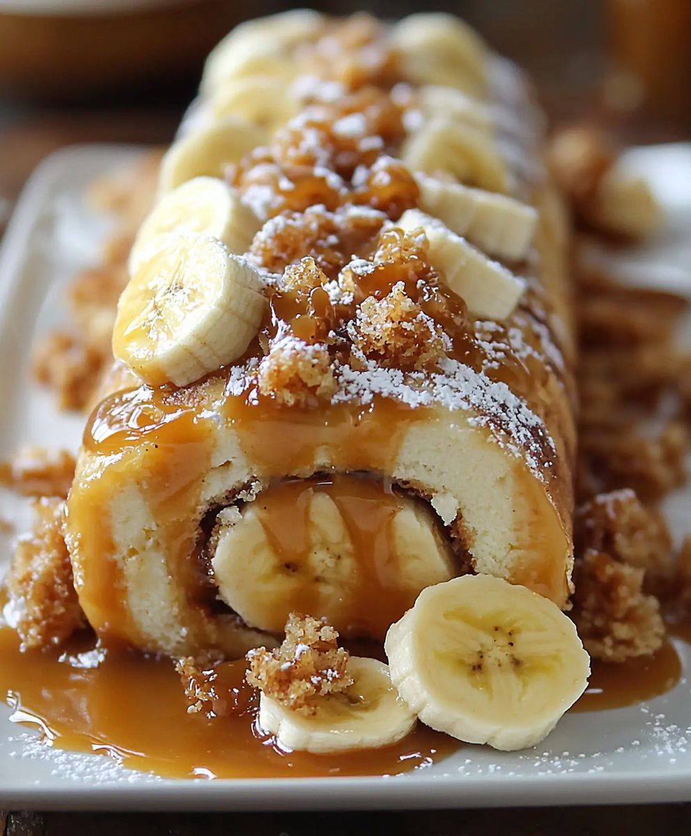 Banana Caramel Roll Cake