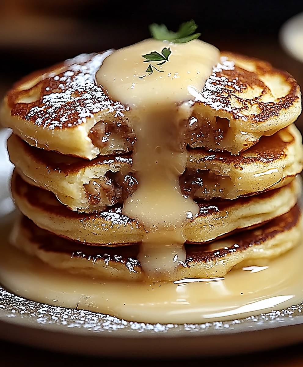 Cinnamon roll stuffed pancakes