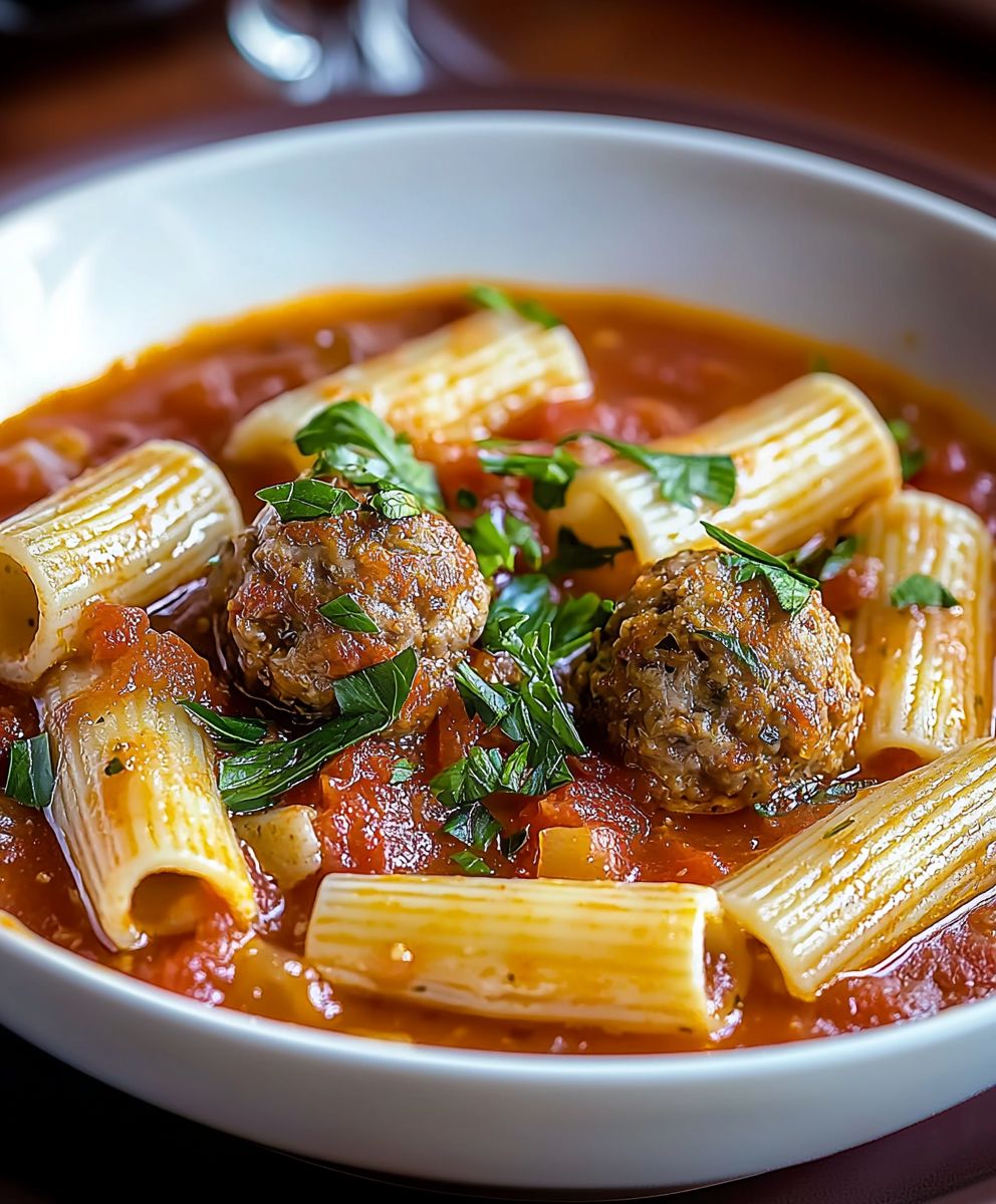 Rigatoni Meatball Soup