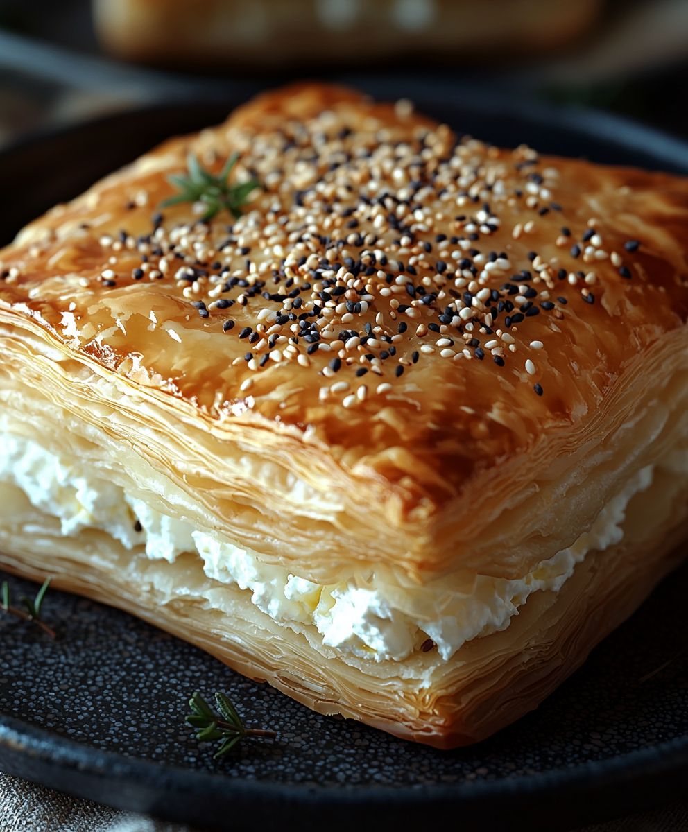 Feta puff pastry sesame thyme