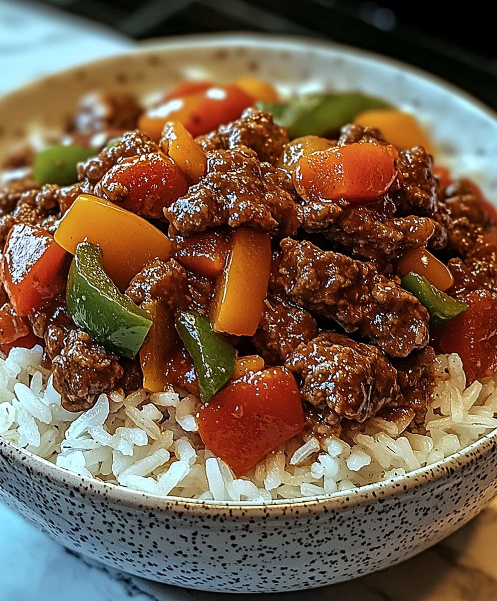Beef pepper rice bowl