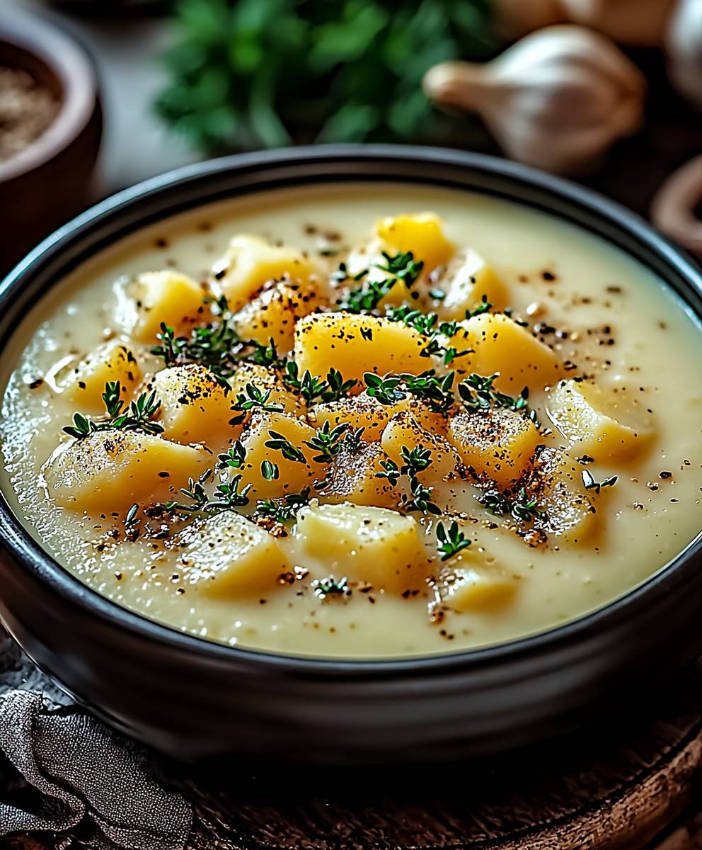 Cheddar Garlic Potato Soup
