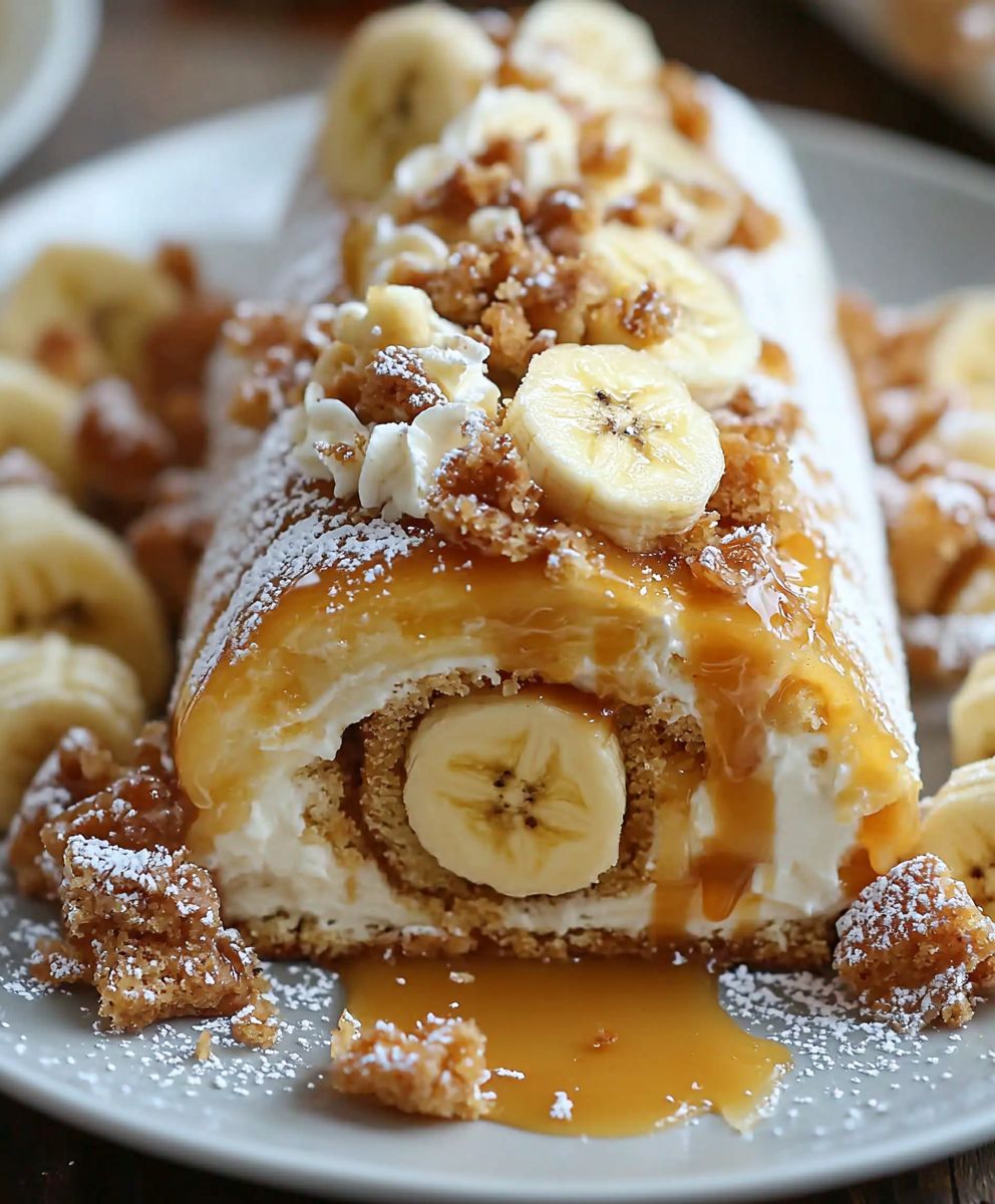 Banana Caramel Roll Cake