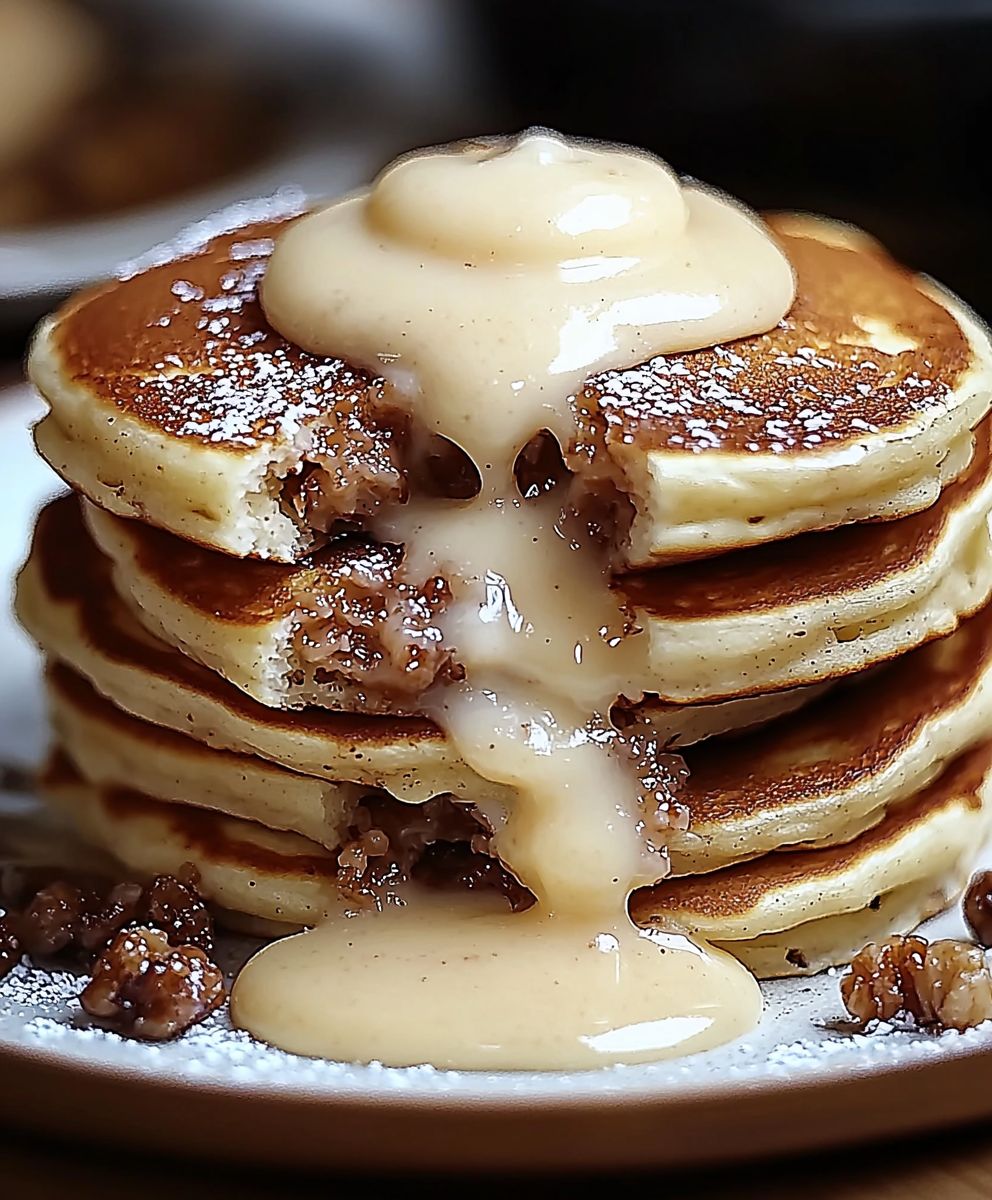 Cinnamon roll stuffed pancakes