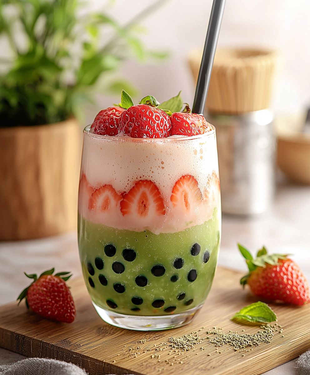 Strawberry Matcha Boba
