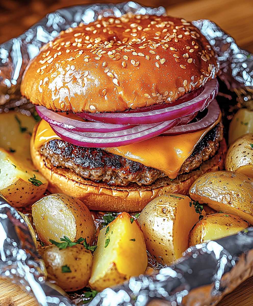 Foil Cheeseburgers with Veggies
