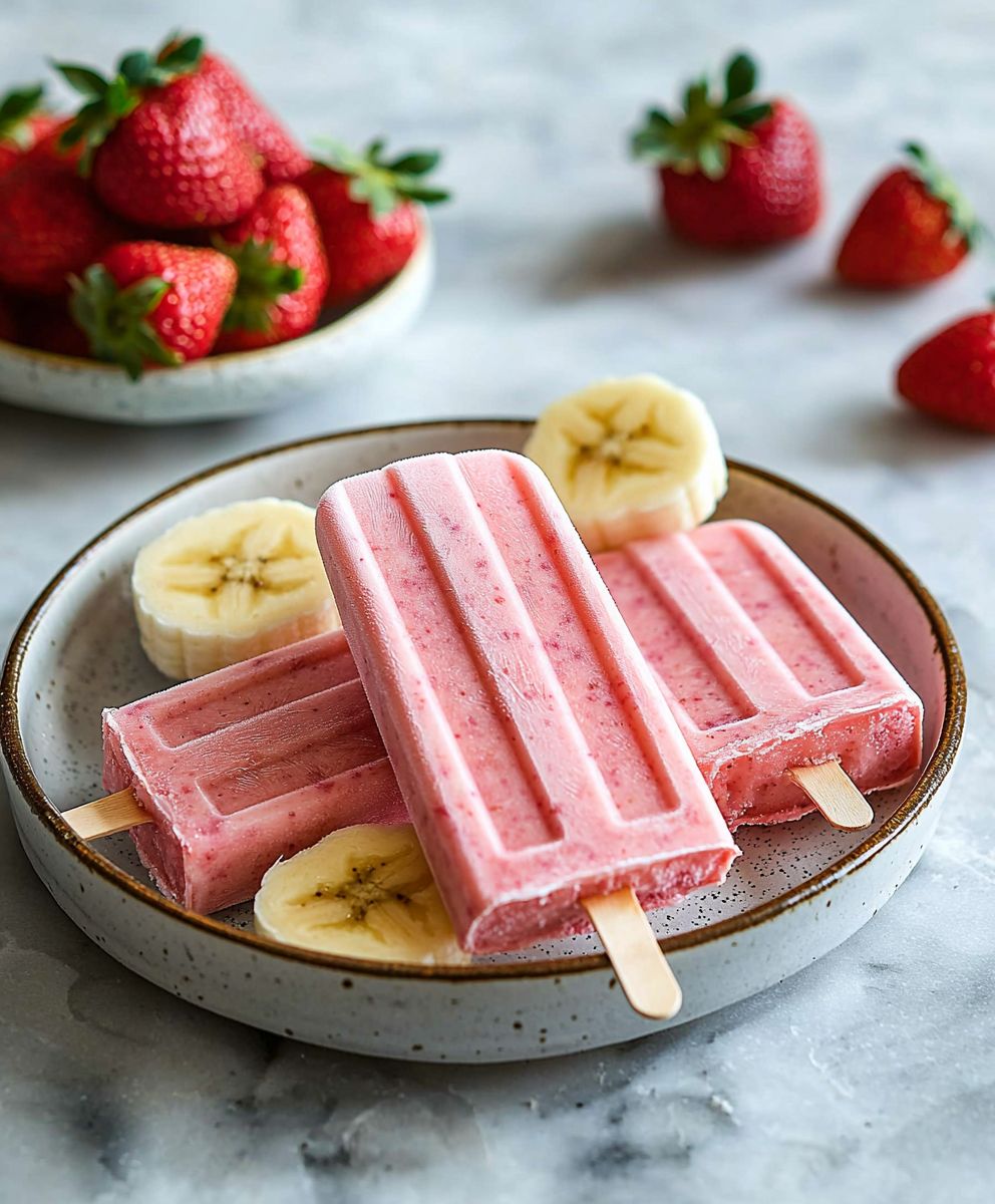 Strawberry Banana Popsicles