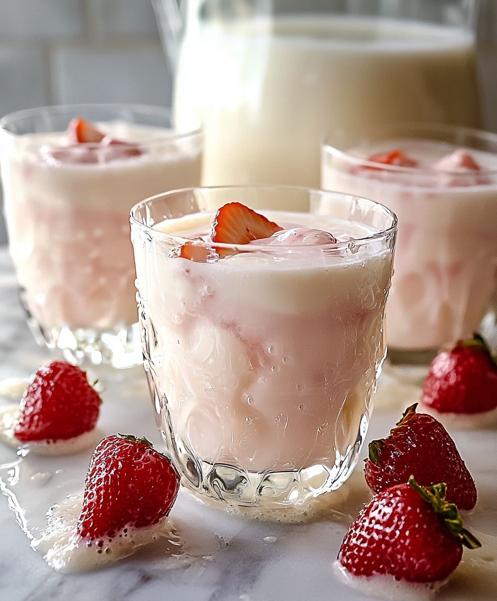 Agua de Fresa Con Leche