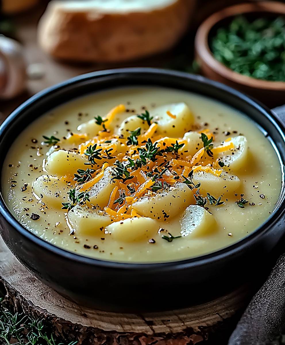 Cheddar Garlic Potato Soup