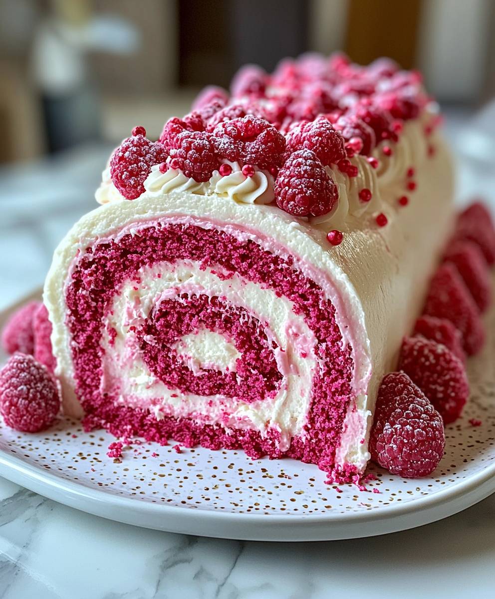 Pink Velvet Roll Cake