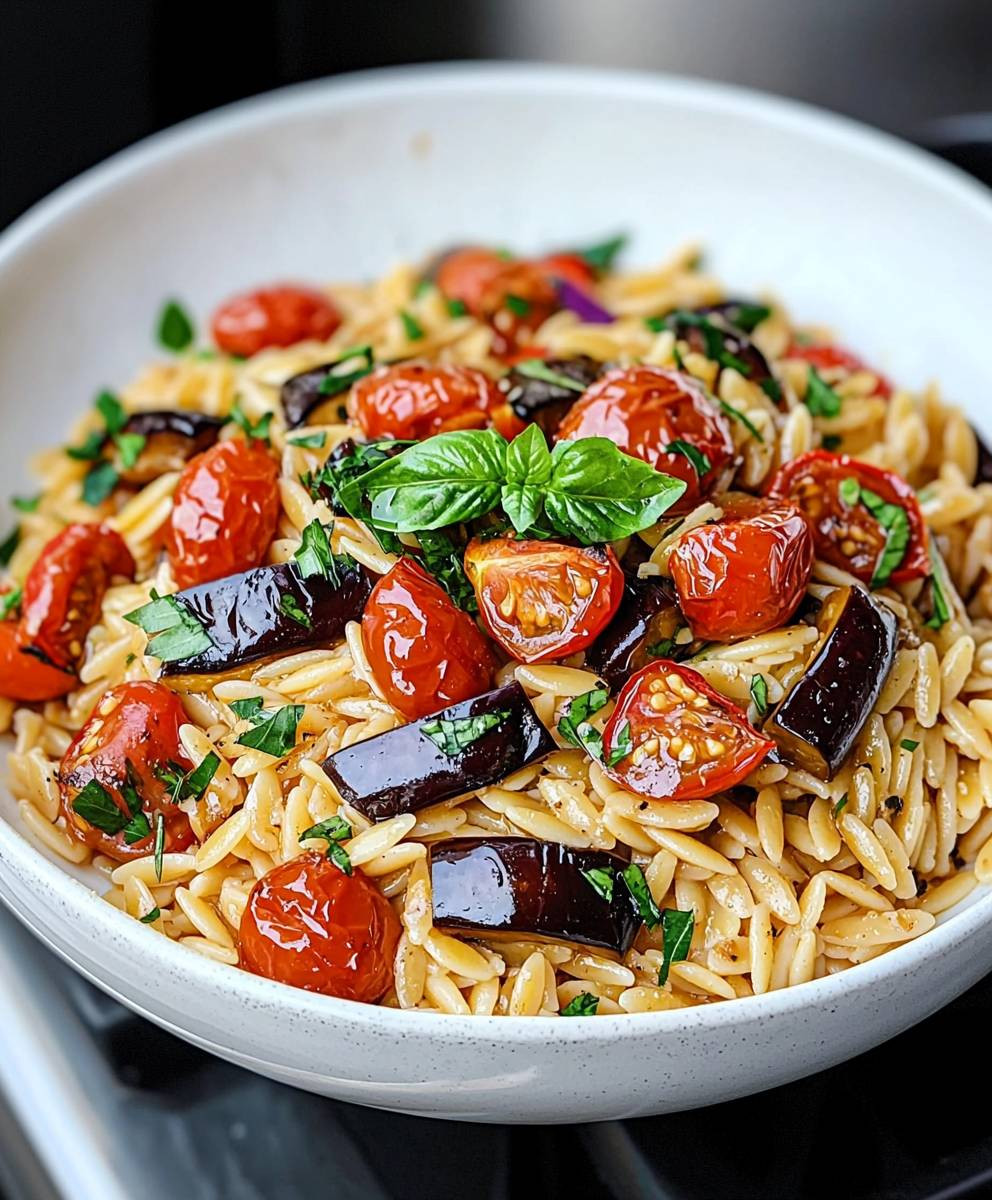 Eggplant Tomato Orzo Pasta