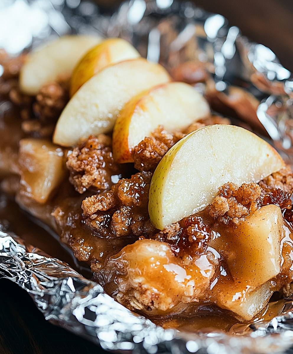 Campfire apple crisp foil