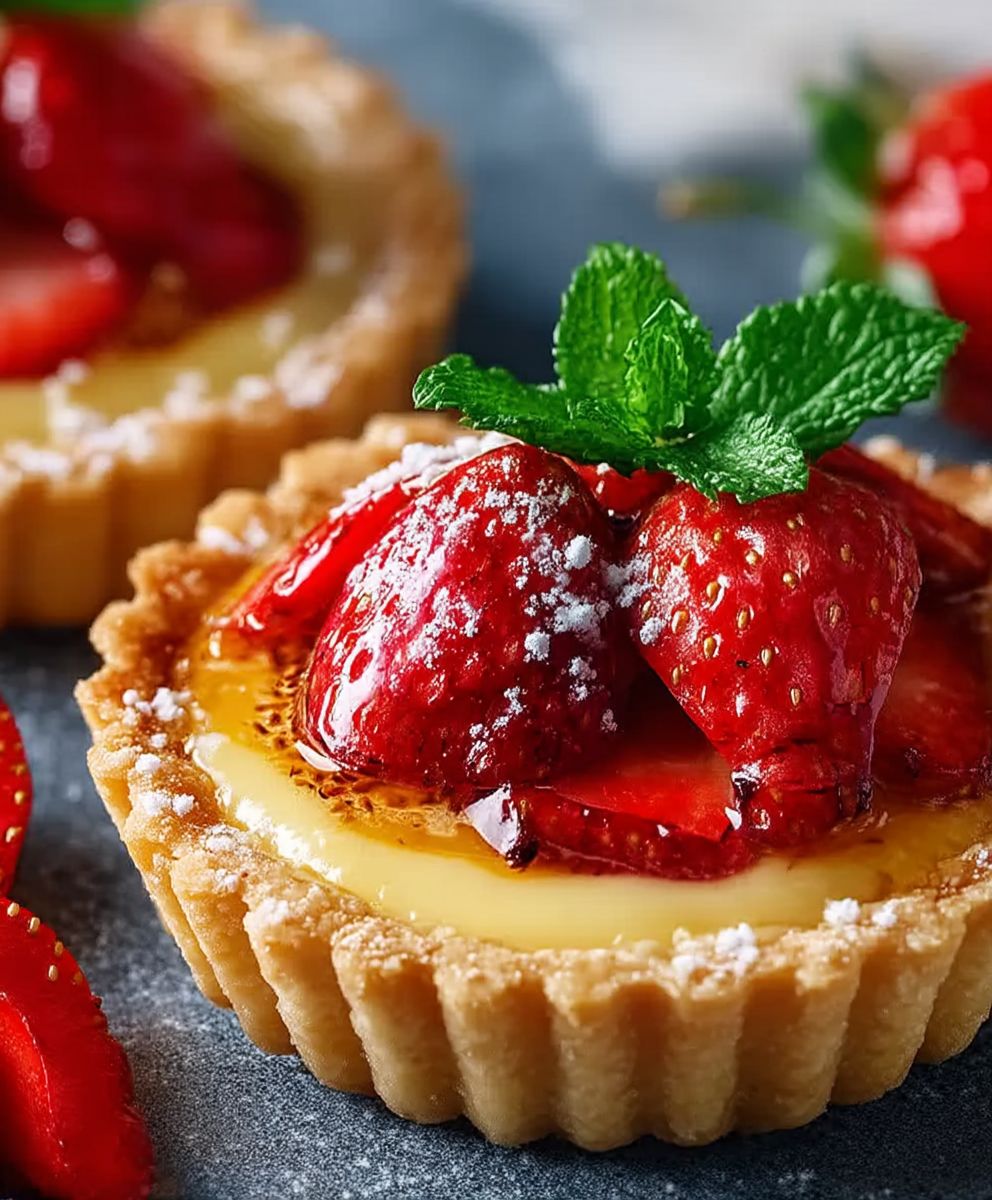 Strawberry Honey Custard Tarts