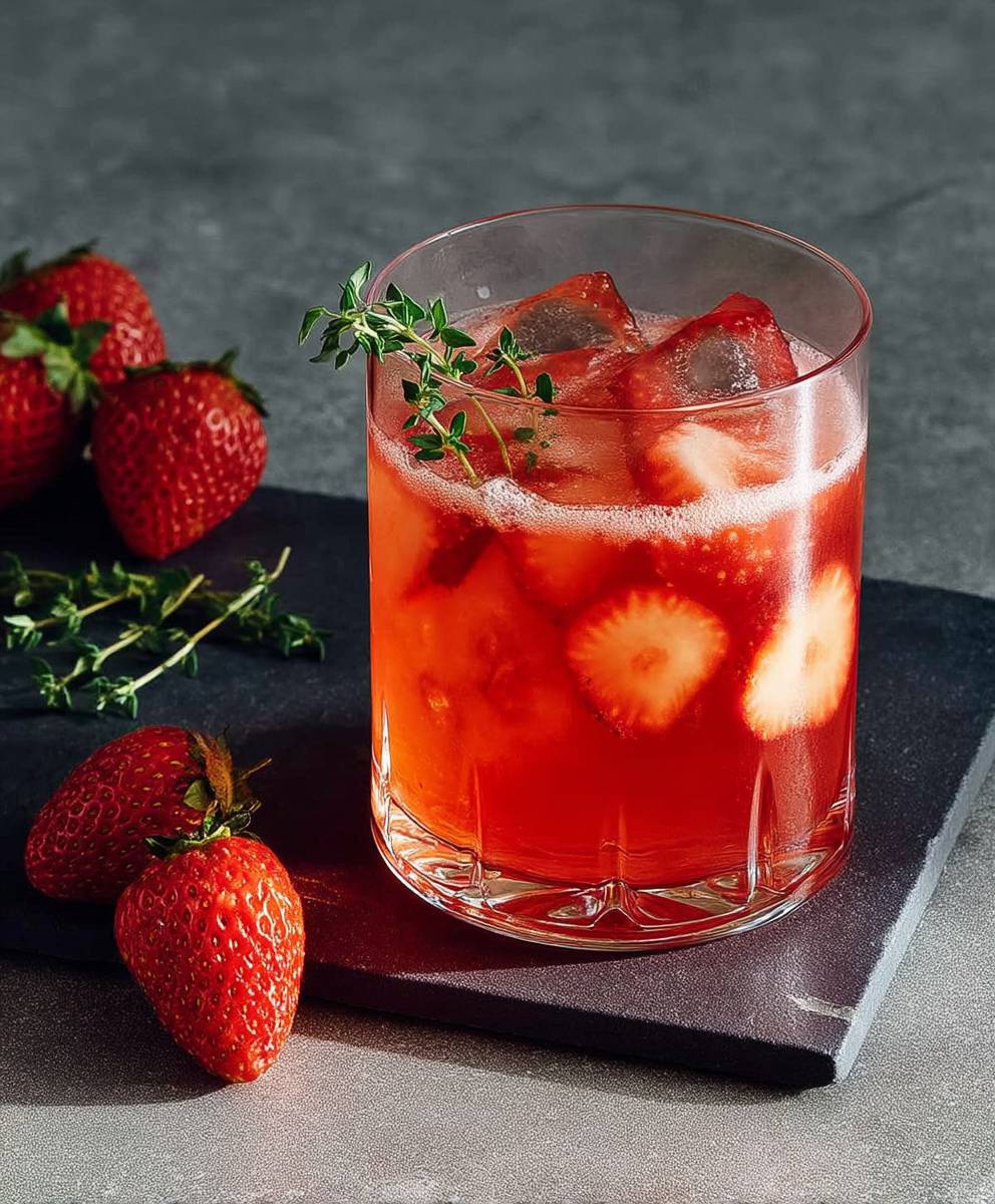 Strawberry gin thyme cocktails