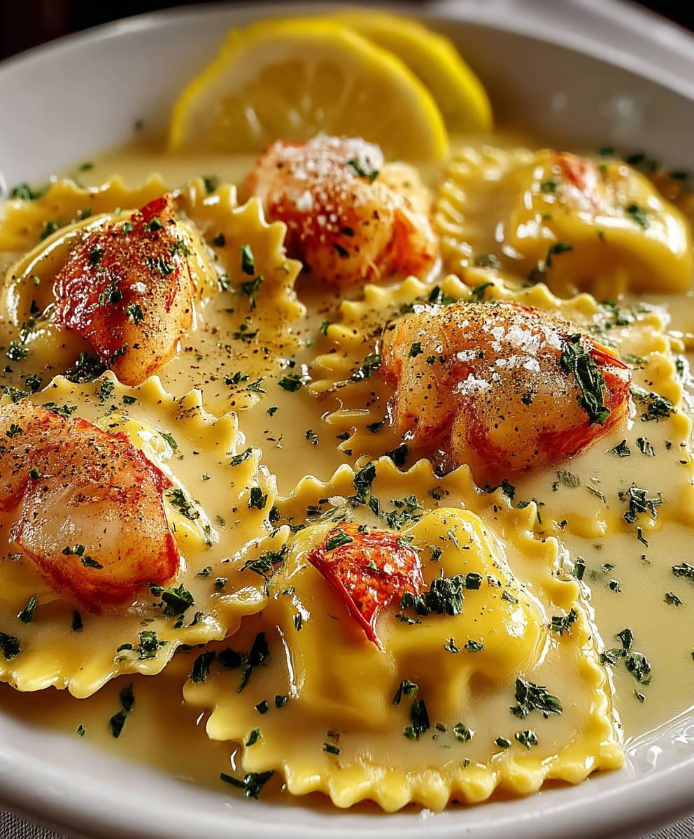 Lobster ravioli lemon butter