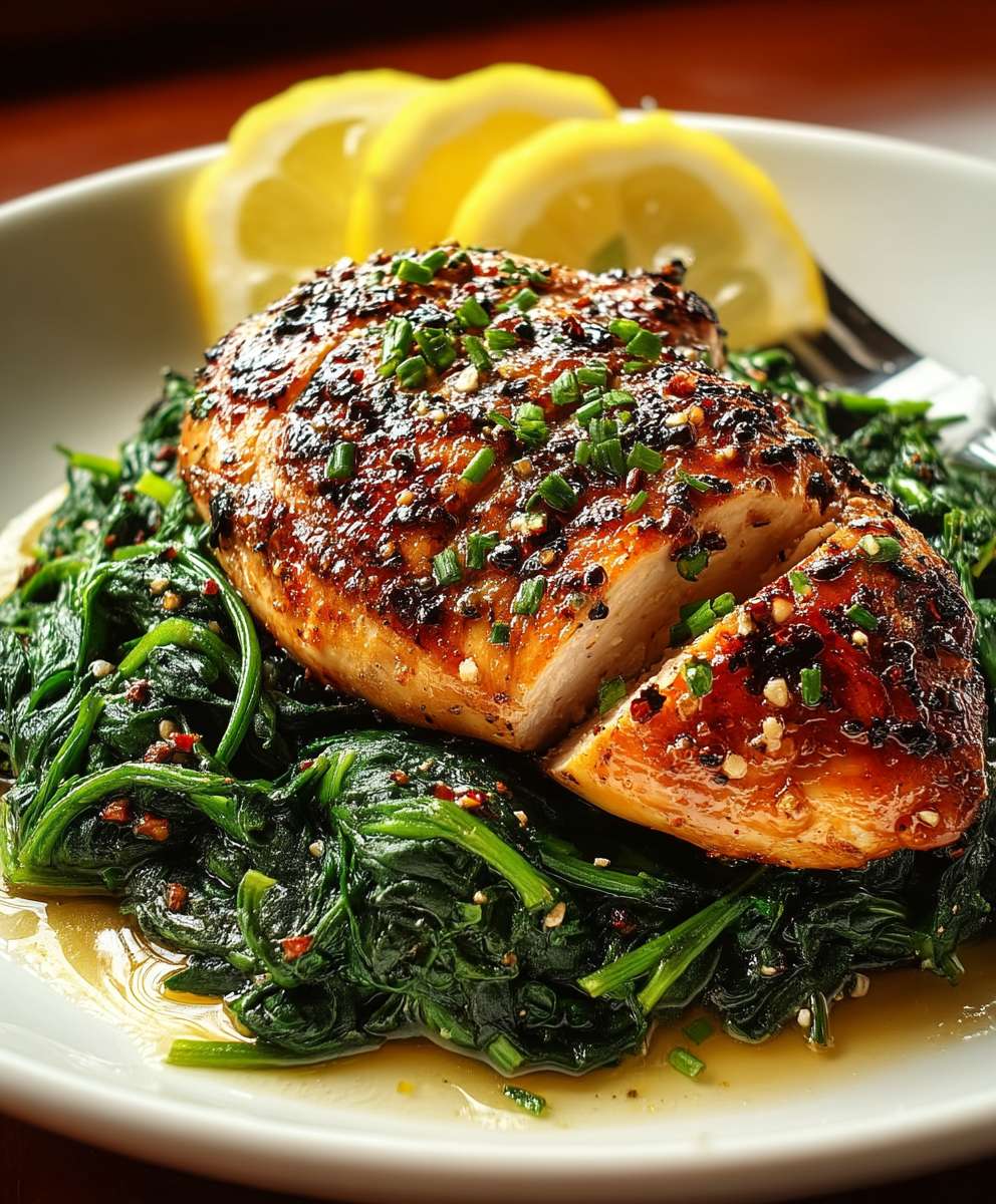 Asado chicken breast spinach