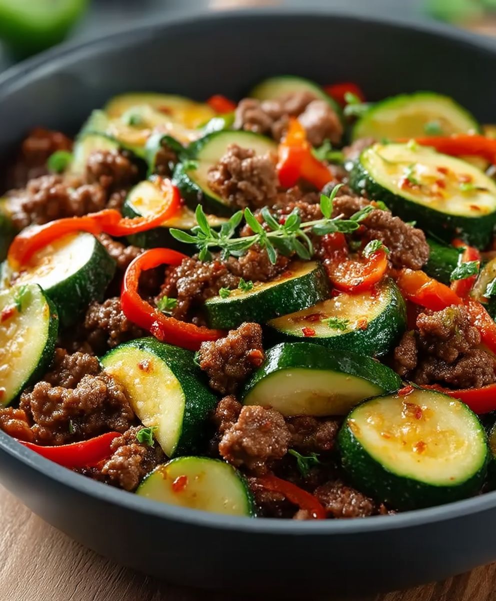 Zucchini beef stir fry