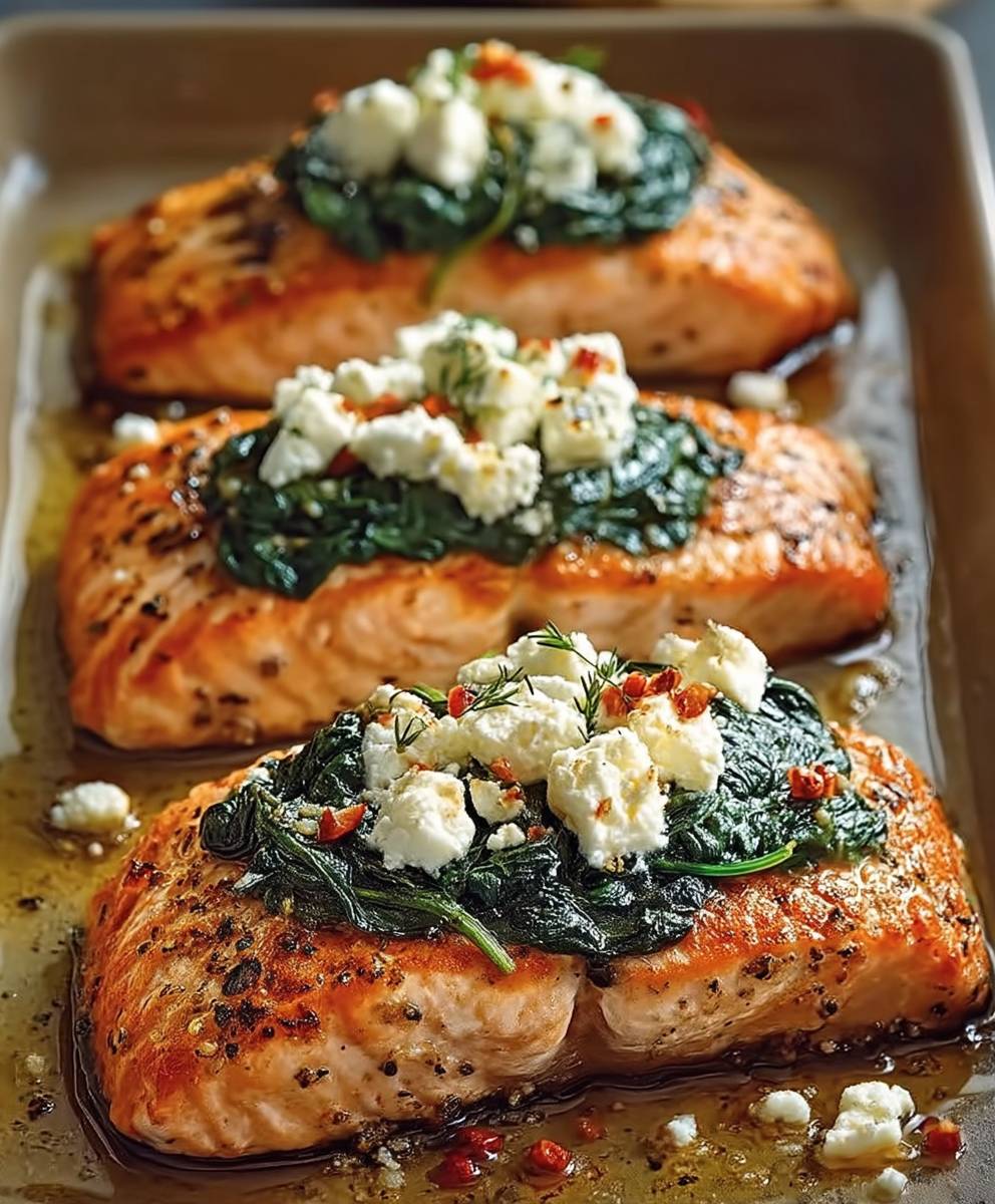 Stuffed Salmon Spinach Feta