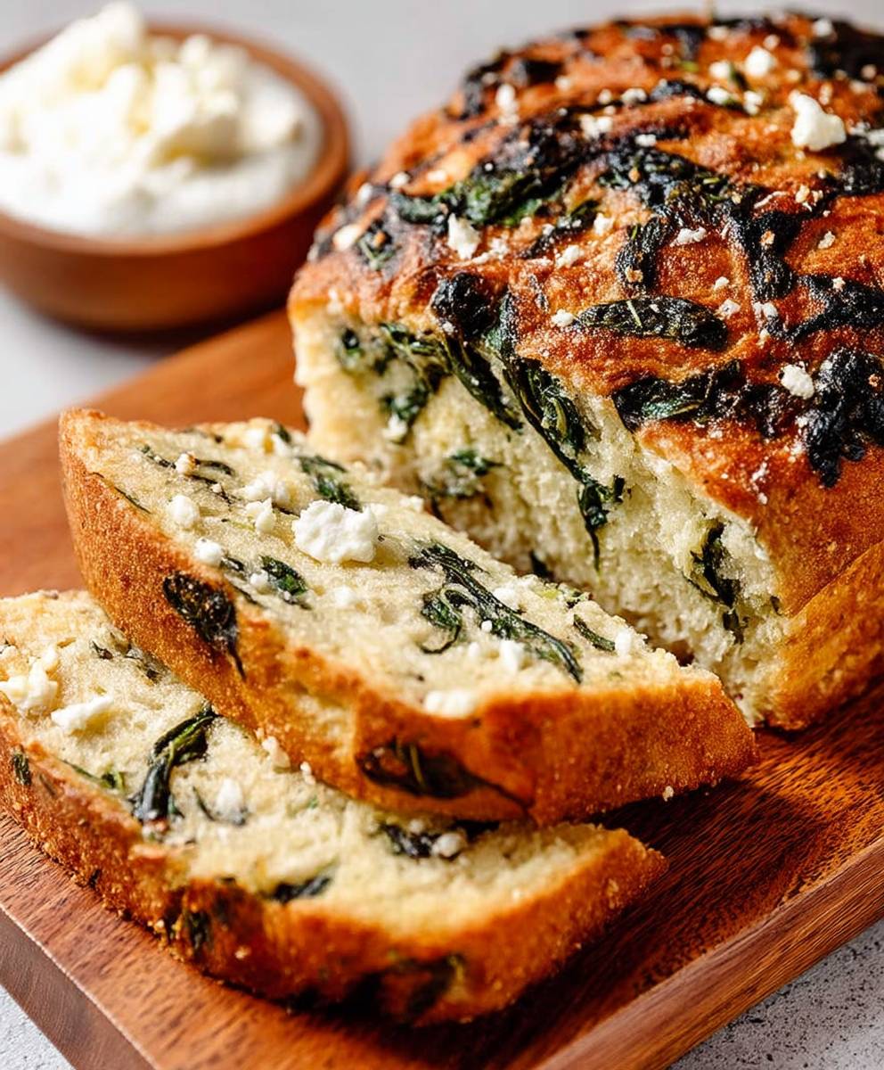 Spinach feta no yeast bread