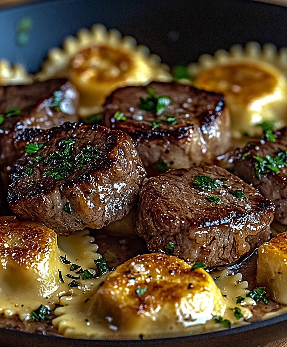 Garlic Butter Steak Ravioli