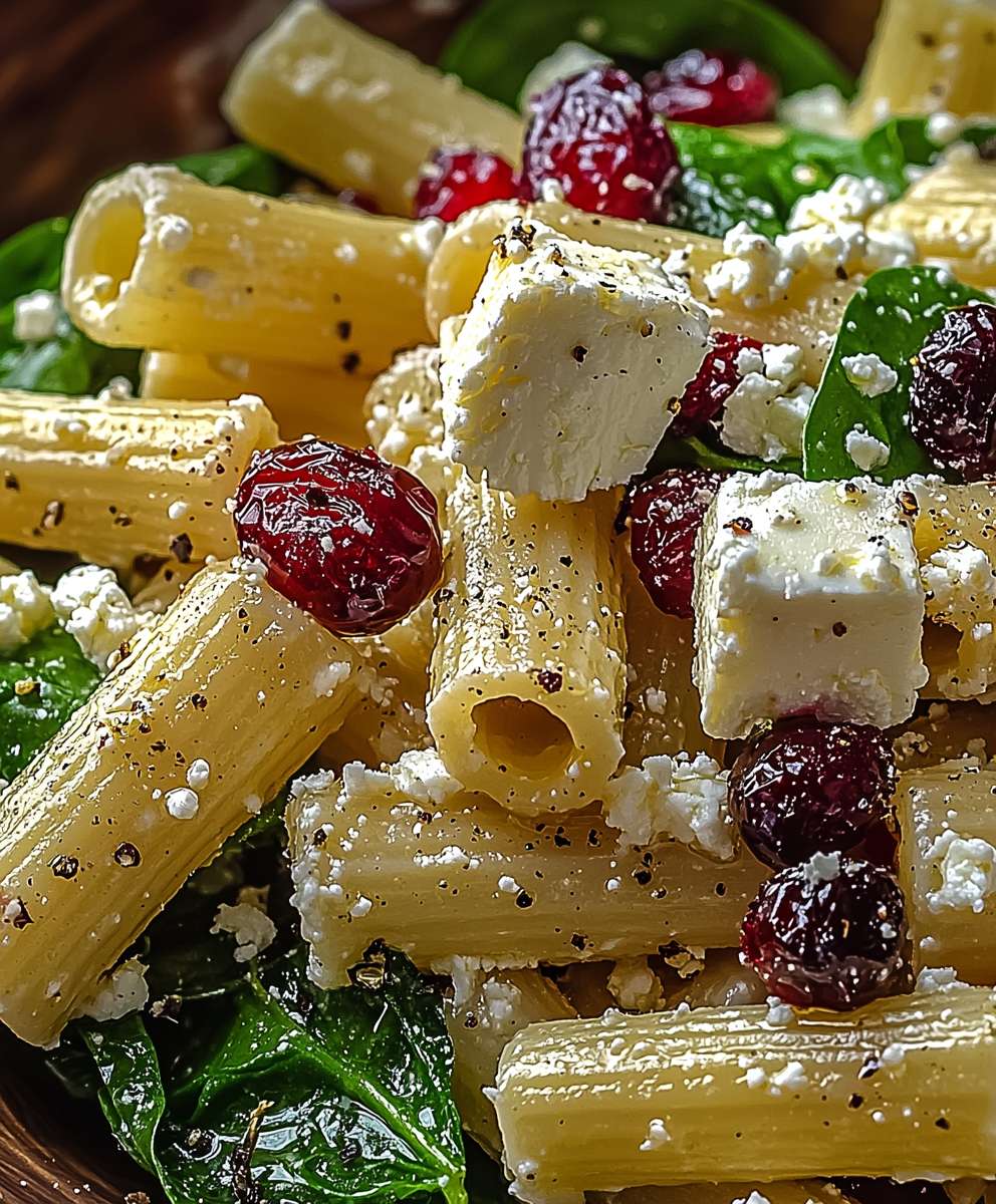 Spinach Pasta Salad Feta Cranberries