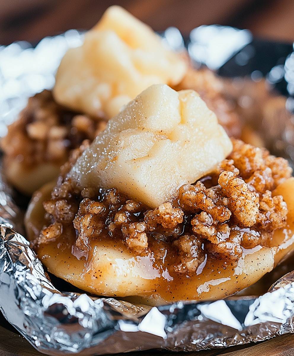 Campfire apple crisp foil