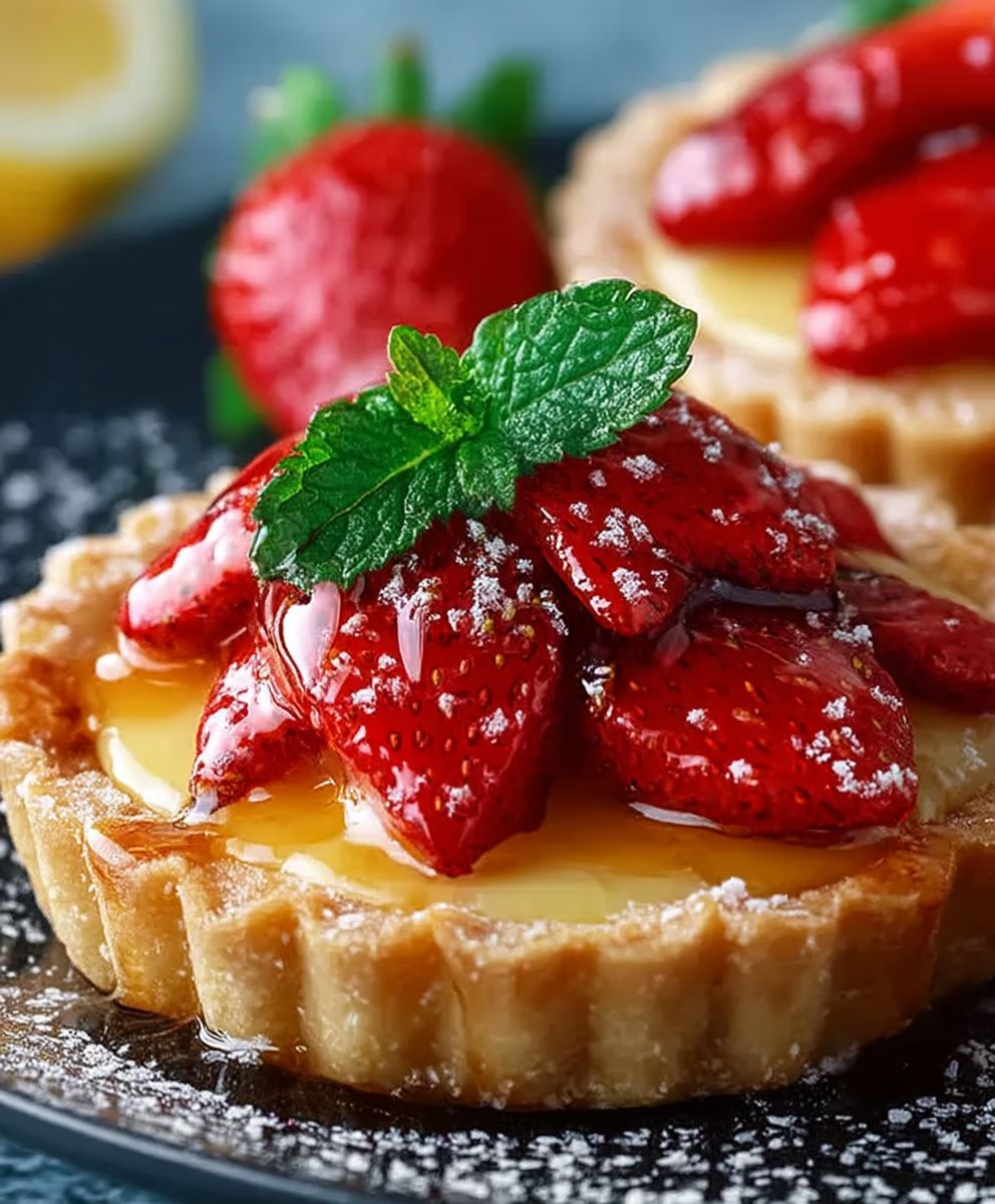 Strawberry Honey Custard Tarts