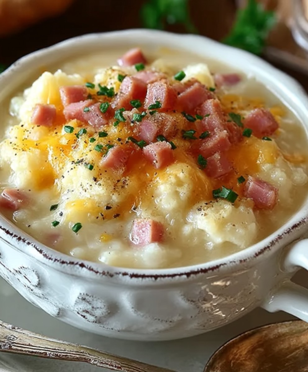 Ham Cheese Cauliflower Soup