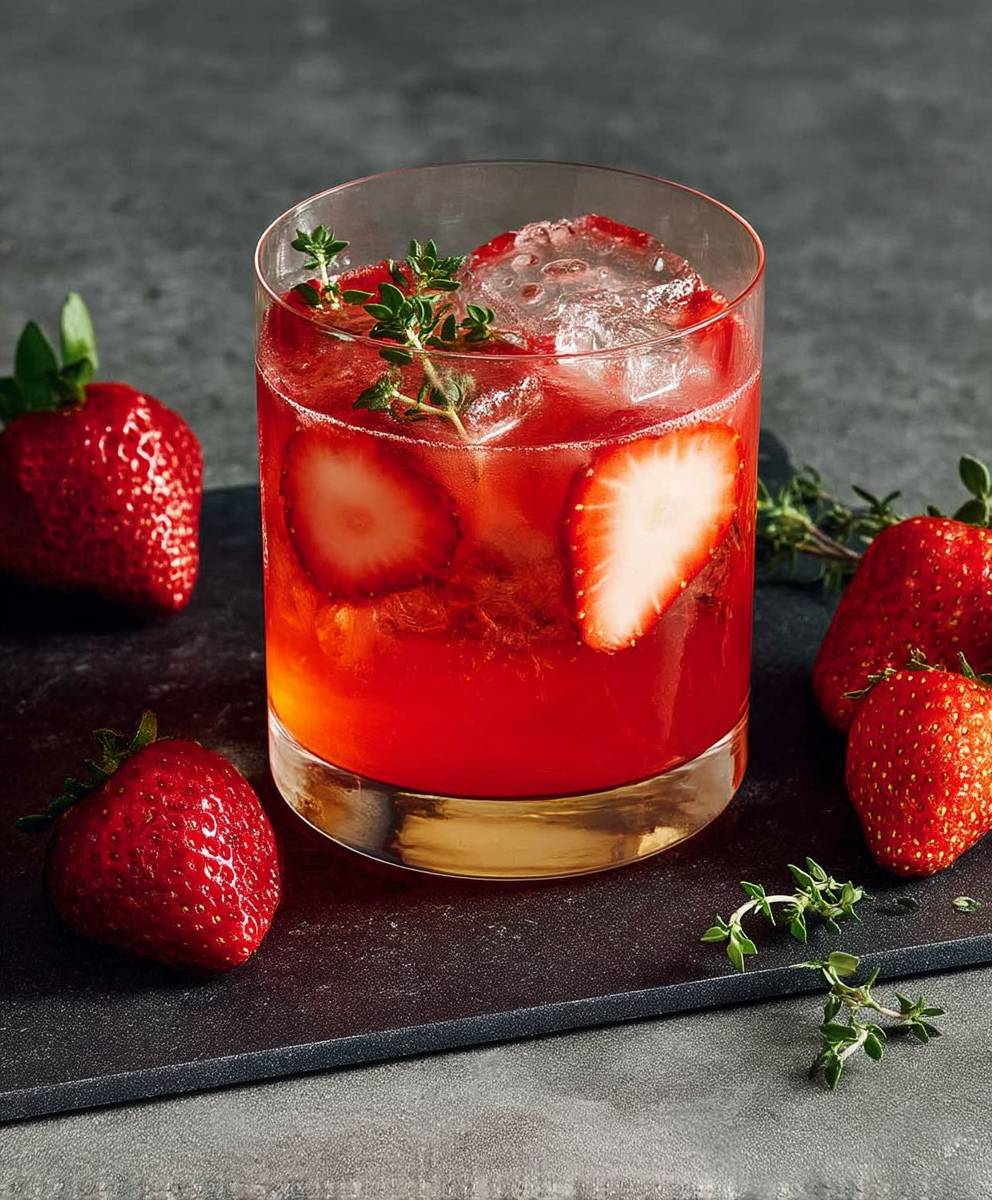 Strawberry gin thyme cocktails
