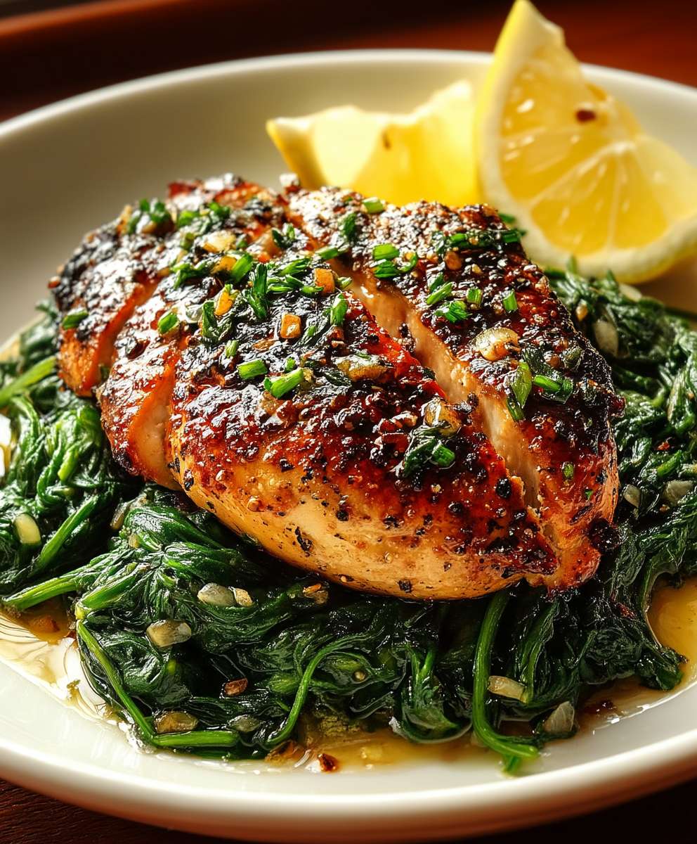 Asado chicken breast spinach