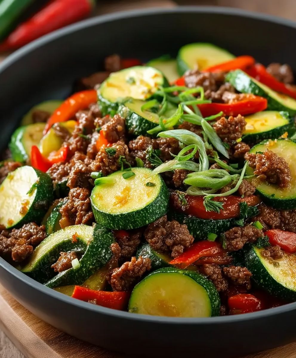 Zucchini beef stir fry