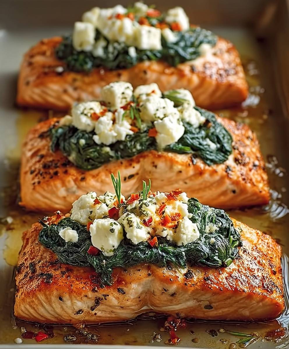 Stuffed Salmon Spinach Feta