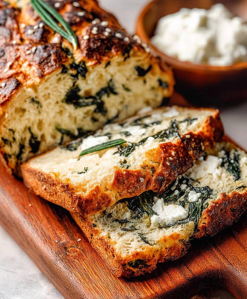Spinach feta no yeast bread