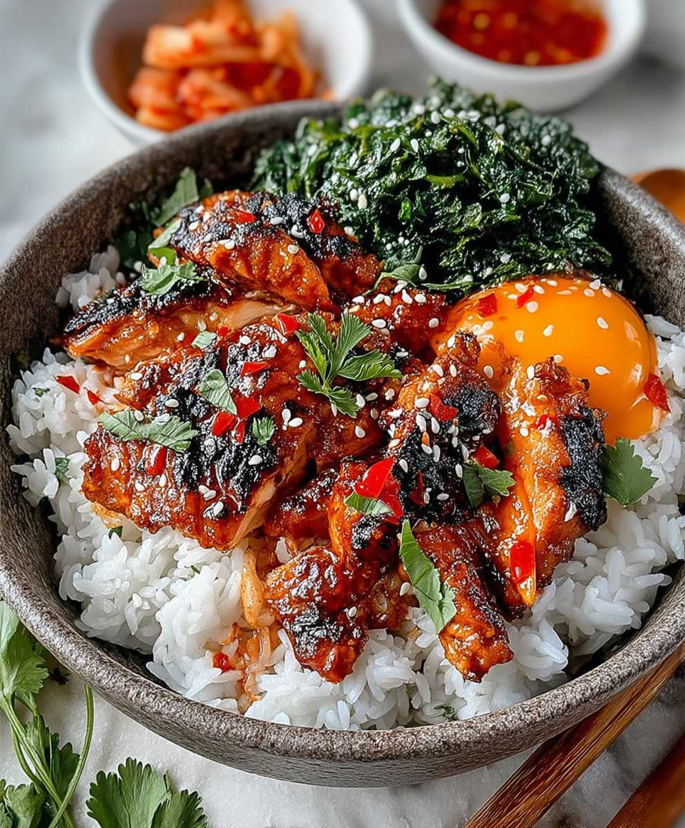 Korean chicken rice bowls