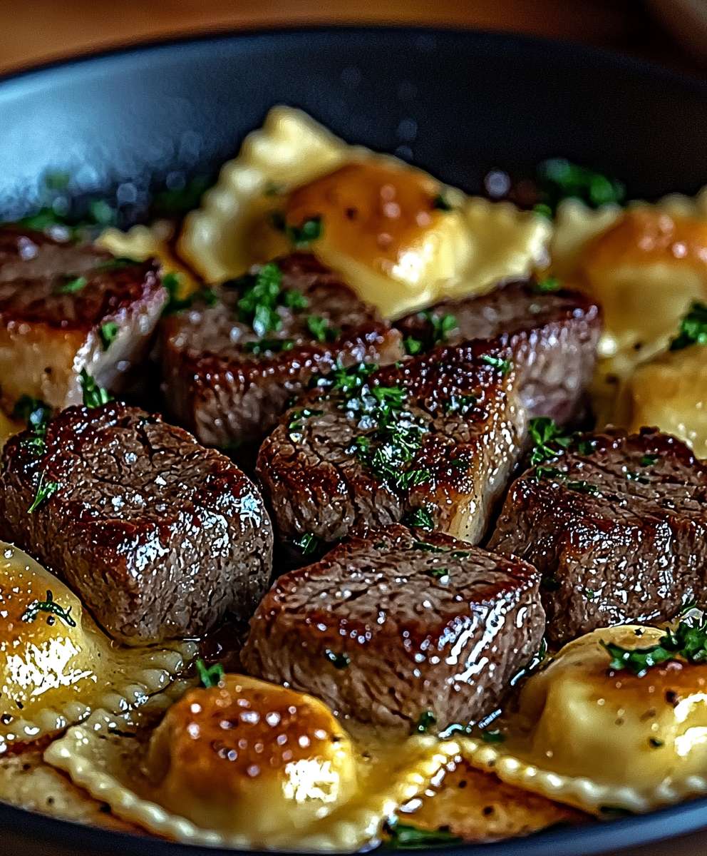 Garlic Butter Steak Ravioli
