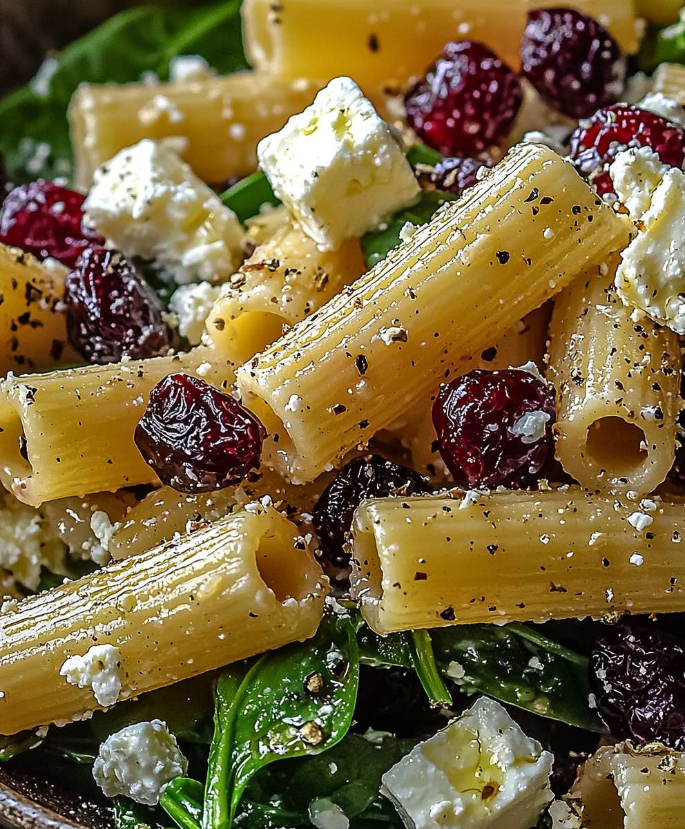 Spinach Pasta Salad Feta Cranberries