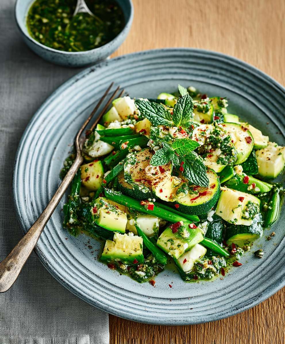 Courgette chimichurri salad