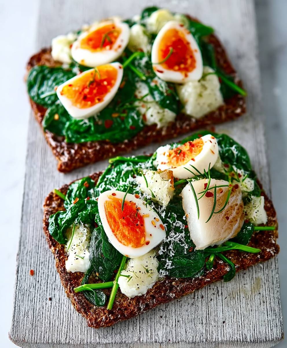 Smoked haddock spinach rye toast