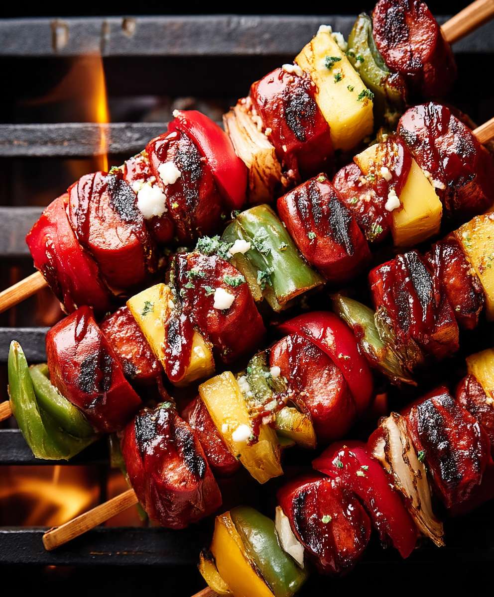 Campfire hot dog skewers