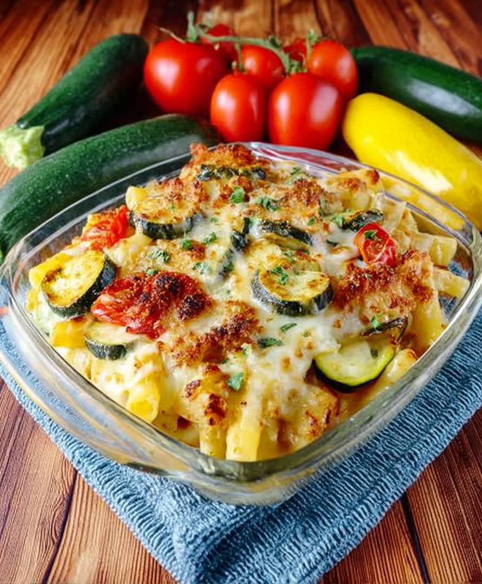 Baked ziti summer veggies