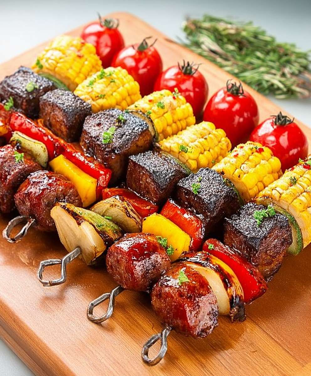 Steak sausage kabobs