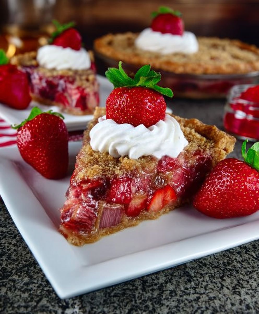 Strawberry Rhubarb Cream Pie