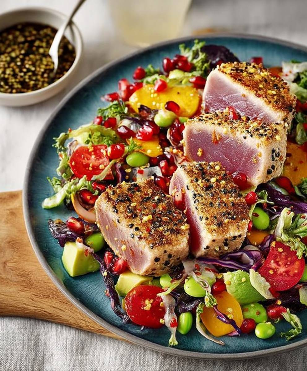 Spice crusted tuna salad